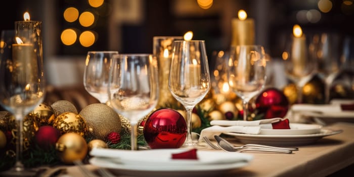 Festive dinner table setting - AI generated