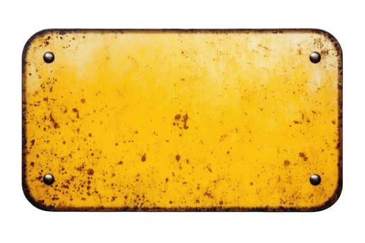 An empty vintage metal sign isolated on a white background - AI generated