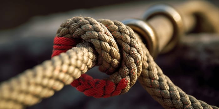 Closeup of a rope with a knot - AI generated