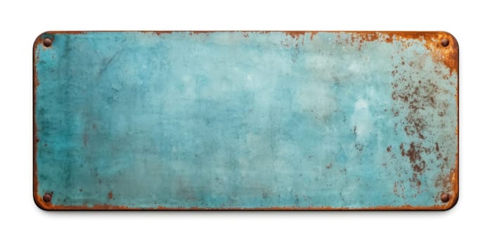 An empty vintage metal sign isolated on a white background - AI generated