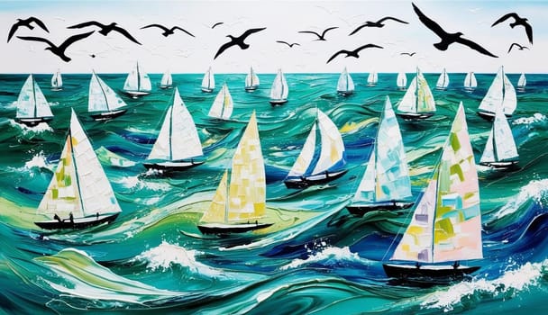 Sailing Regatta In Turbulent Waters