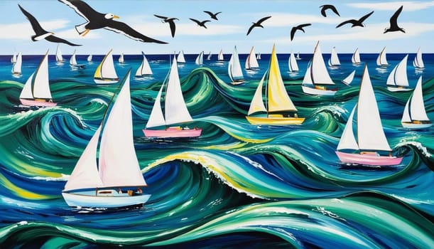 Sailing Regatta In Turbulent Waters