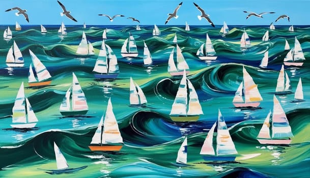 Sailing Regatta In Turbulent Waters