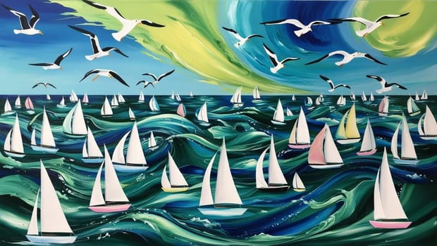 Sailing Regatta In Turbulent Waters