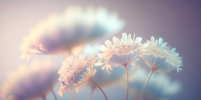 A soft pastel colored floral background with copyspace - AI generated