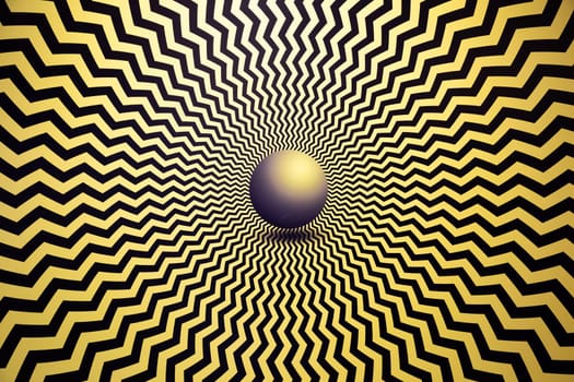 Optical illusion horizontal background. Abstract curves, geometric effect. Yellow.