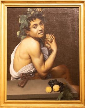 Rome, Italy - 28 December 2023: Self-portrait as the Sick Bacchus by Caravaggio, 1593 - oil on canvas - Galleria Borghese