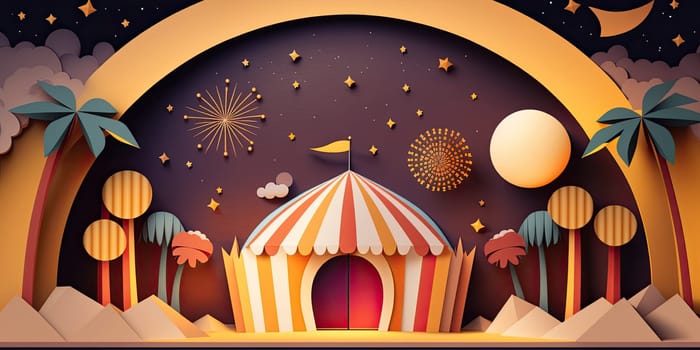 A circus tent with fireworks - AI generated