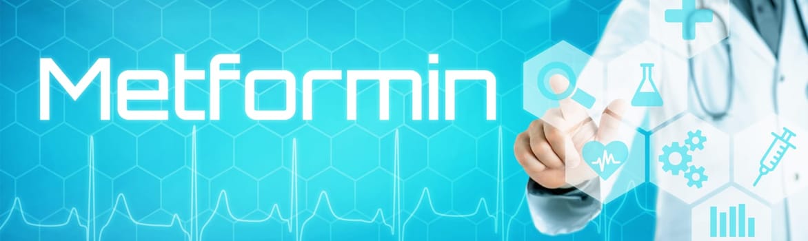Doctor touching an icon on a futuristic interface - Metformin