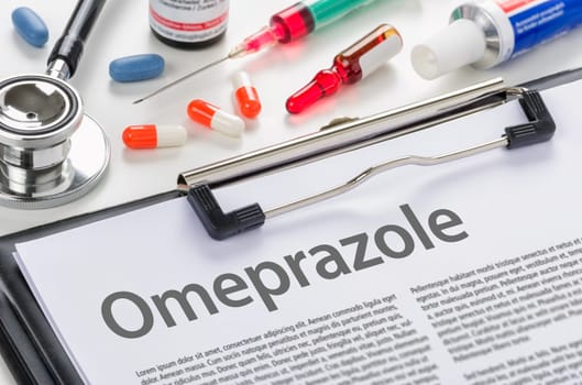 Omeprazole written on a clipboard