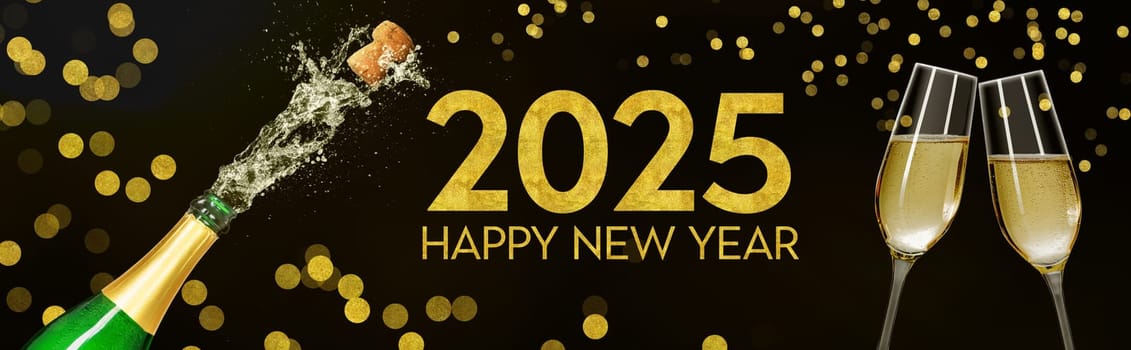 Bottle with champagne glasses 2025