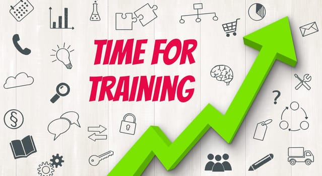 Ascending arrow with icons - Time for training