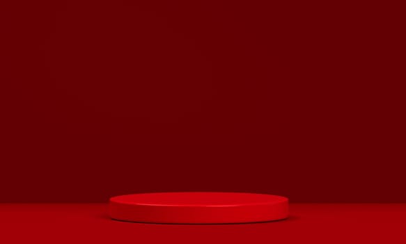 Podium red shape for show cosmetic product display for christmas day or new years. stand product showcase on red background