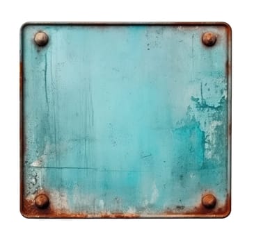 An empty vintage metal sign isolated on a white background - AI generated