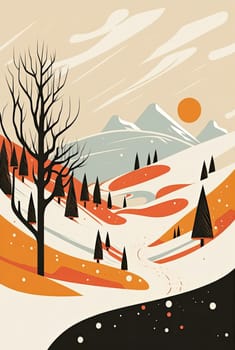 Winter - Minimalistic flat design - AI generated