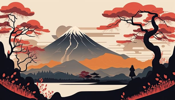 Japan - Minimalistic flat design - AI generated