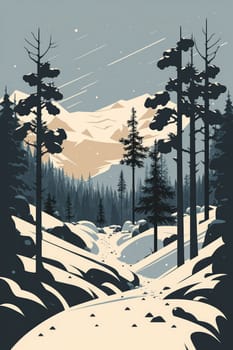 Winter - Minimalistic flat design - AI generated