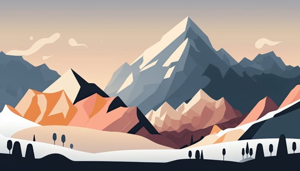 Mountains - Minimalistic flat design - AI generated