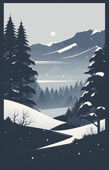 Winter - Minimalistic flat design - AI generated