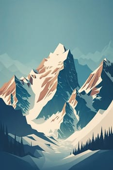 Mountains - Minimalistic flat design - AI generated