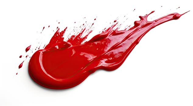 Wet red paint isolated on a white background - AI generated