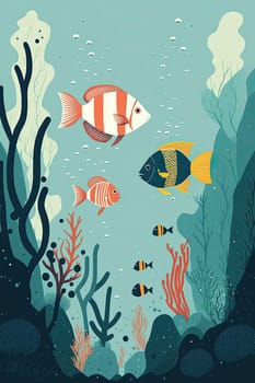 Underwater - Minimalistic flat design - AI generated