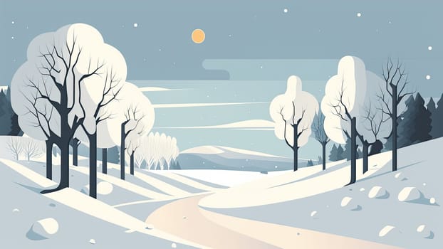 Winter - Minimalistic flat design - AI generated