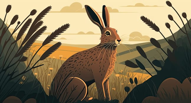 Hare - Minimalist flat design - AI generated