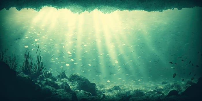 Underwater - Minimalistic illustration - AI generated
