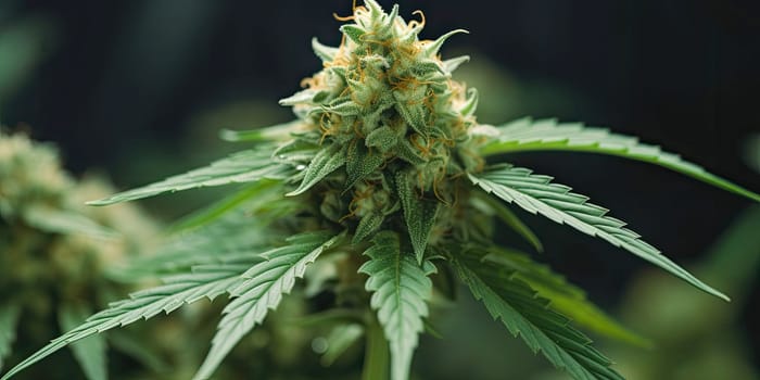 Closeup of a cannabis plant in bloom - AI generated