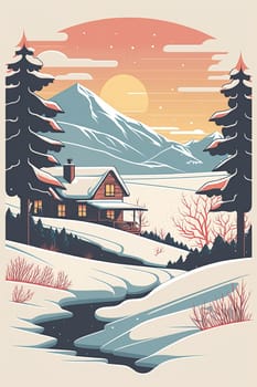 Winter - Minimalistic flat design - AI generated