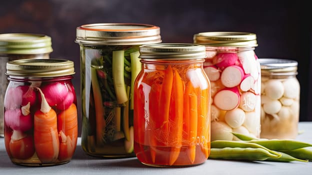 Fermented vegetables in jars - AI generated