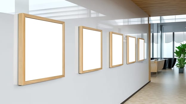 Mockup of empty picture frame in a modern office - AI generated