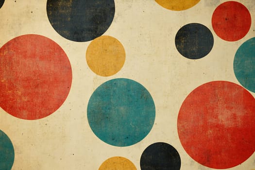 Bright circles in various colors are scattered across a textured background, creating a vibrant and artistic design that draws attention.