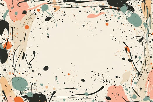 Colorful splashes and strokes surround a blank space, creating a lively atmosphere perfect for creative projects or invitations.