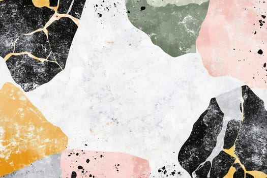 Colorful shapes in muted tones create a modern abstract design with contrasting textures. Perfect for decor or artistic inspiration.