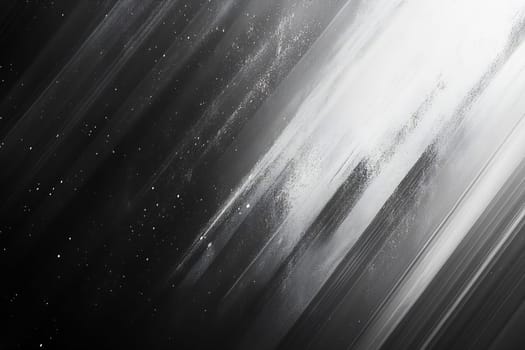 A dynamic composition of swirling black and white shades creates a sense of movement and depth in a minimalist style.