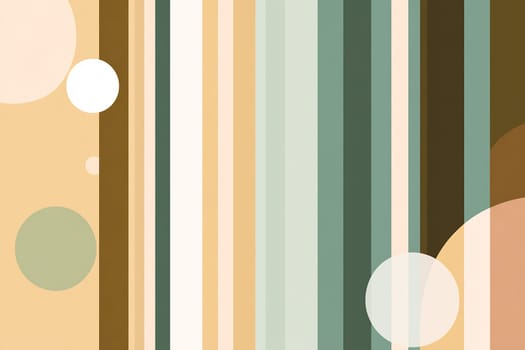 Vertical stripes in varying colors create a vivid backdrop, interspersed with circular shapes, evoking a dynamic, modern atmosphere.