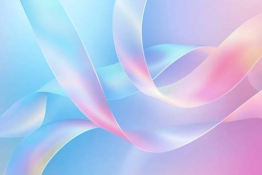 Softly colored ribbons intertwine against a delicate pastel backdrop, creating a sense of motion and tranquility in the setting.