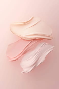 Delicate layers of soft fabric in blush and cream tones create a soothing visual experience against a muted background.