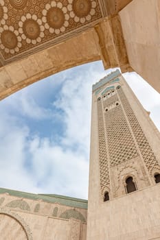 Hassan II Mosque. Its minaret is the  world's second tallest minaret at 210 metres.