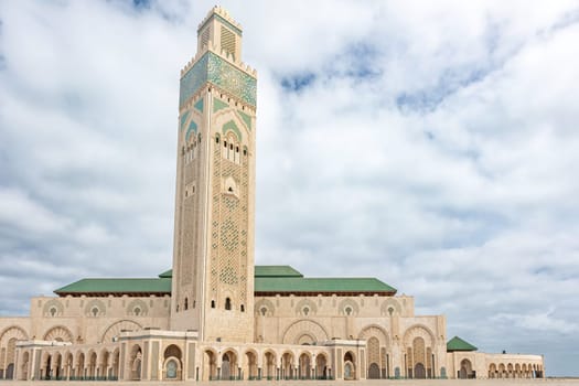 Hassan II Mosque in Casablanca is the second largest functioning mosque in Africa . Horizontally.