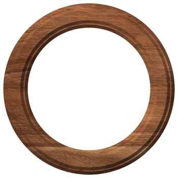 Empty oak round frame for photos and painting