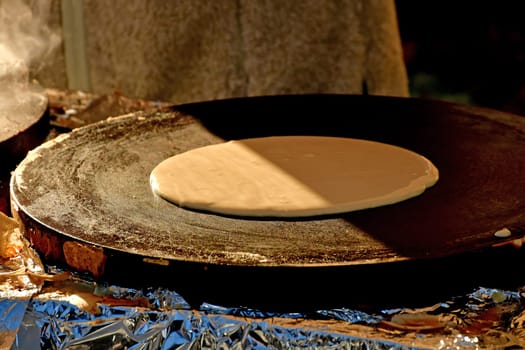 preparation of crepes at a German Christmas market