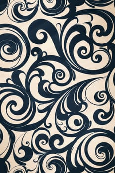 A detailed black and white swirl pattern featuring elegant curves and abstract shapes, perfect for creative backgrounds and artistic projects.