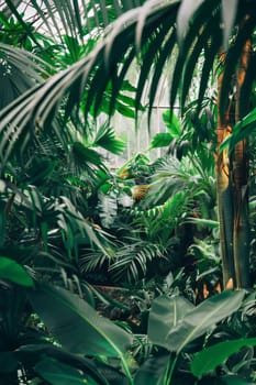 Abstract rainforest with imaginative elements.