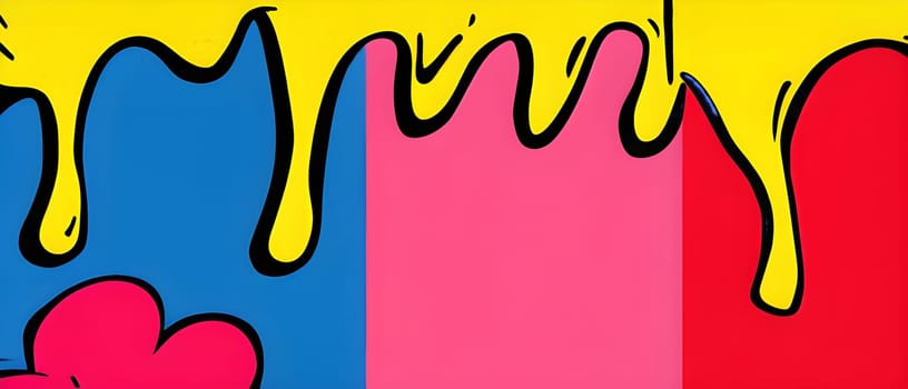 pop art wallpaper background in blue, yellow, pink and red hues