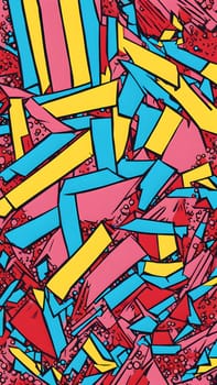 pop art wallpaper background in blue, yellow, pink and red hues