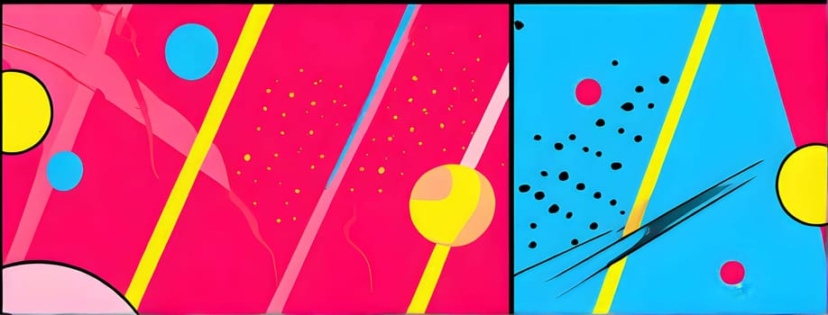 pop art wallpaper background in blue, yellow, pink and red hues