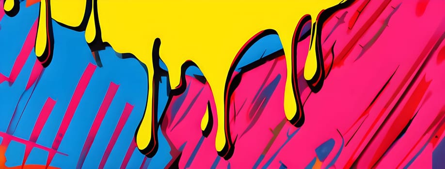 pop art wallpaper background in blue, yellow, pink and red hues